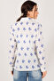 Women's Cobalt Blue Flower Pattern Long Sleeve Shirt ARM-22K001110 - 3