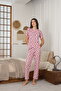 Women's Summer Short Sleeve Combed Cotton Single Jersey Fabric Pajamas Set - 4