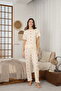 Women's Summer Short Sleeve Combed Cotton Single Jersey Fabric Pajamas Set - 3