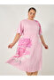Plus Size Floral Print Pleated A-Line Midi Dress - 4