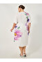 Plus Size Floral Print Pleated A-Line Midi Dress - 6