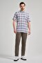 Men's Short Sleeve Plaid Pattern Buttoned Collar Pocket 100% Cotton Comfort Fit Shirt 1004250164 - 2