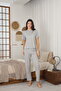 Women's Summer Short Sleeve Combed Cotton Single Jersey Fabric Pajamas Set - 2