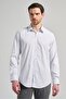 Men's White Long Sleeve Patterned Half Italian Collar Flexible Slim Fit Shirt 1004245217 - 3
