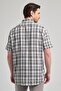 Men's Short Sleeve Plaid Pattern Buttoned Collar Pocket 100% Cotton Comfort Fit Shirt 1004250164 - 5