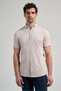 Stone Color Short Sleeve Plain Knitted Italian Collar Pocketless Cotton Classic Slim Fit Shirt 1004250156