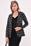 Women's Smoked Single Button Plaid Jacket ARM-19K001131