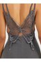 Lace Butterfly Back Detail Ribbed Slip Dress - 5