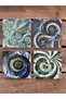 Set of 4 Colorful Printed Natural Stone Glasses