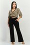 Women V-Neck 3/4 Sleeves Animal Print Top, Multicolor - 4