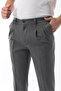 Men's Pleated Transitional Trousers Stretch Fabric Fabric Gray - Slim Fit & Normal Waist - 2