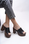 Jislantha Women's Heeled Slippers 0012763 Black - 2