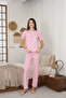 Women's Summer Short Sleeve Combed Cotton Single Jersey Fabric Pajamas Set - 3
