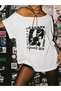 Women's Off-Shoulder Boat Neck Printed T-Shirt - 4