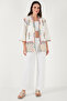 Embroidered Cotton Oversize Fit Three Quarter Sleeve Kimono Kimono 676272 - 3