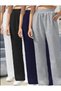 4-Piece White-Black-Navy Blue-Grey Comfortable Fit High Waist Straight Leg Sweatpants - 3