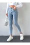 Blue Snow Wash Skinny Jeans Women's Power Lycra Trousers - 2