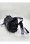 Smart Bags Parachute Satin Fabric Black Lilac Shoulder Bag - 3