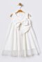 Lined Chiffon Fabric Bow Detail Flared Cutout Round Neck White Girl's Dress 15700