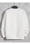 Men's White Big Worm's Printed Crew Neck Oversize Sweatshirt - 3