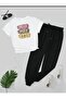 Pray Printed Women's T-Shirt and Jogger Sweatpants - Black and White Comfortable Fit