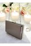Platinum Color Herringbone Patterned Shiny Patent Leather Women's Evening Dress Bag - 5