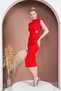 Padded Draped Midi Length Dress with Brooches Wedding Engagement Promise Graduation - 5
