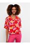 Printed Short Sleeve Viscose Women's Shirt with Front Button Closure (S2) - 2