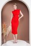 Padded Draped Midi Length Dress with Brooches Wedding Engagement Promise Graduation - 7