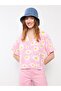 Front Button Closure Floral Short Sleeve Viscose Women's Shirt - 3