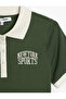 Short Sleeve Ribbed Polo Neck T-Shirt with Embroidery Detail - 3