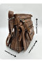 21K Barcelona Faux Wash Leather Gusseted Shoulder Bag Camel - 2