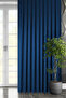 Velvet Textured Series Parliament Blue Close Pleat (1x3) Single Wing Background Curtain