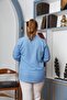 Large Size Baby Blue Shirt with Pocket Cover Stone Detail - 4