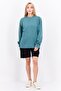 Women Crew Neck Plain Long Sleeves Sweatshirt, Teal Green - 4