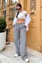 Black Gingham Wide Leg Women's Trousers Mg2335 - 2