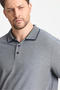 Men's Non-Shrinkable 100% Cotton Fabric Slim Fit Slim Fit Navy-White Non-Curling Polo Neck T-Shirt - 2