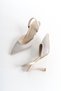 Stoned Detailed Cream Thin Heeled Evening Dress Women's Heeled Shoes - 2