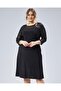 Women's Plus Size Black, Sequin Detailed Fabric, Crew Neck Dress 65N38794 - 5