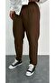 Men's Brown Boyfriend Linen Trousers Relaxed Cut Double Leg Jogger - 2