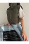 women's mock neck zip-up short puffer vest with side pockets - 5