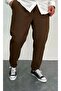 Men's Brown Boyfriend Linen Trousers Relaxed Cut Double Leg Jogger