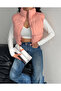 women's mock neck zip-up short puffer vest with side pockets