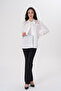 Women's Plus Size Lace Garnished Crepe Shirt with Scarf G0074 - 2