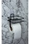 Magic Adhesive Hanger Toilet Paper Holder with Shelf, Spare Toilet Paper Holder Black