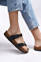 Women's Black Skin Slippers0012501 - 5