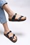 Women's Black Skin Slippers0012501 - 3