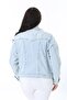Women's Plus Size Blue Embroidery Detailed Denim Coat 65N38241 - 7