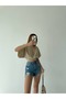 Short Sleeve V-Collar Linen Back Lacing Mini Abdominal Low-Cut Summer Combination Crop Blouse - 6