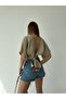 Short Sleeve V-Collar Linen Back Lacing Mini Abdominal Low-Cut Summer Combination Crop Blouse - 5